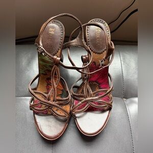 Mudd Women's Brown Strappy Sandals with Floral Insole